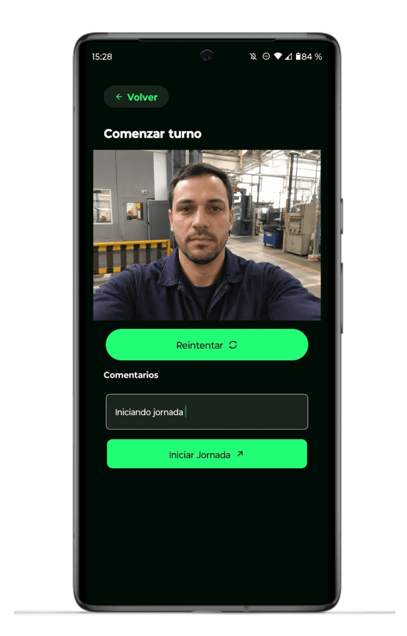 Comenzar turno en la app de Presenty